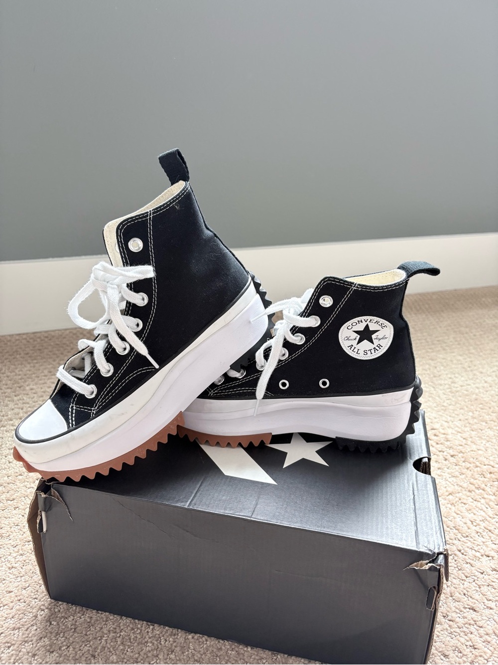 Converse Black White Run Star Hike High-Top Sneakers